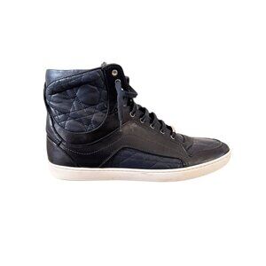Dior Cannage Leather High-Top Sneakers Navy Blue Black 40 EU